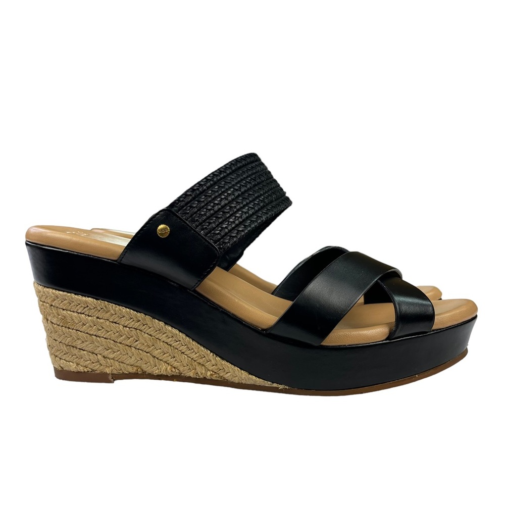 UGG Adriana Wedge Espadrille Sandals Black Womens Size 12